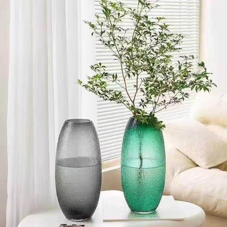 特大号轻奢高级感富贵竹花瓶玻璃斜口落地插花水培马醉木水竹花瓶