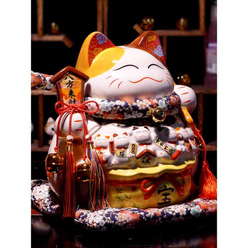 招财猫摆件 特大号开业送礼 收银台居家乔迁陶瓷存钱罐网红装饰