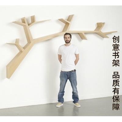 树形书架创意隔板置物架壁挂背景墙书报装饰客厅实木简易树枝书架