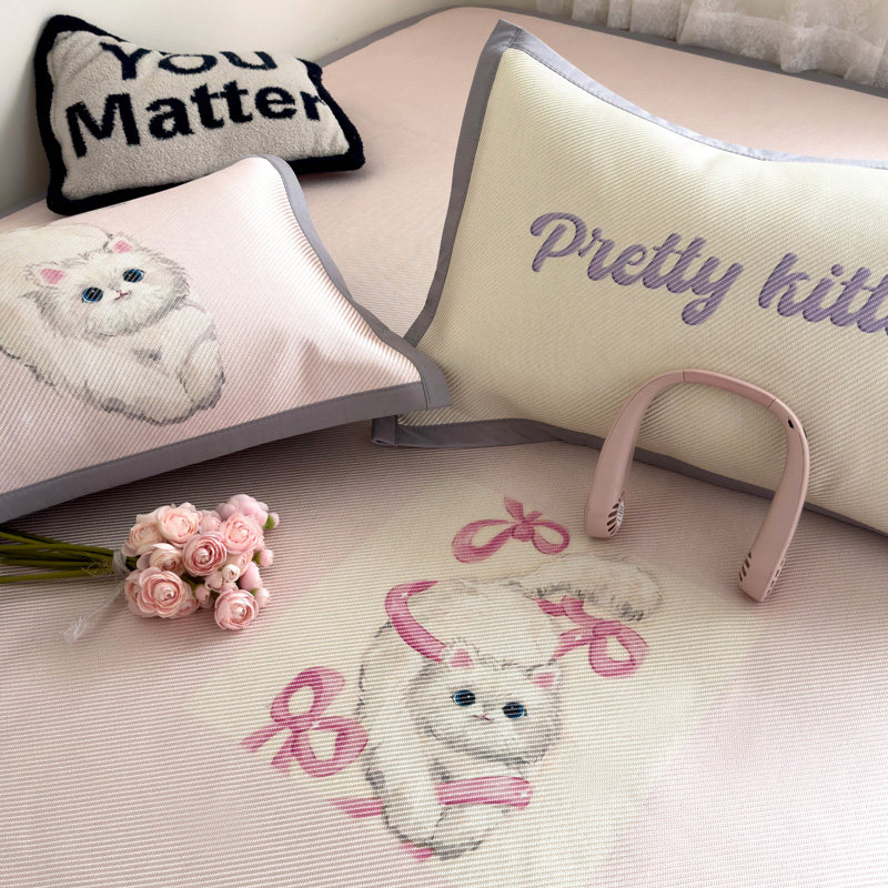 A类夏天凉感冰丝席三件套舒适亲肤学生宿舍软席子藤席子可机水洗,床上用品,冰丝席,淘宝优惠券,粉丝福利购,淘宝优惠卷