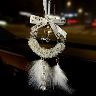 福字汽车挂件铃兰花后视镜吊饰高档车内挂饰水晶吊坠车载装饰品女