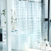 默玛EVA防水防霉加厚送钩免打孔浴室帘隔断帘创意保暖水晶砖浴帘