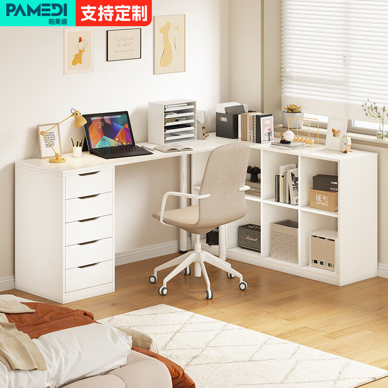 全实木书桌书架一体组合拐角写字桌学生家用学习桌爆款台式电脑桌