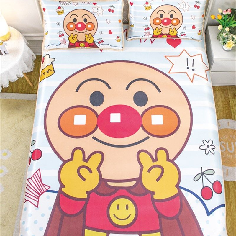 夏天凉席儿童卡通面包超人冰丝席三件套家用男孩可折叠机洗空调席,床上用品,冰丝席,淘宝优惠券,粉丝福利购,淘宝优惠卷