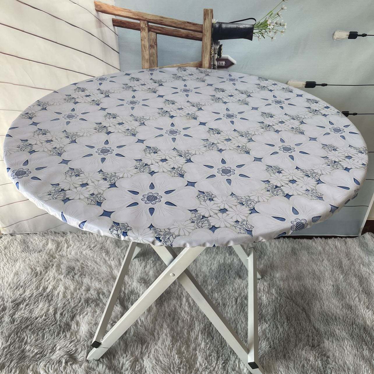 PVC防水圆桌布免洗防油餐桌罩咖啡桌套防油圆桌转盘罩幼儿园桌套