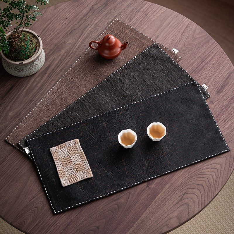 香云纱手缝茶席侘寂风长方形双面桌旗茶盘防烫隔热垫中式干泡茶垫,居家布艺,茶席,淘宝优惠券,粉丝福利购,淘宝优惠卷