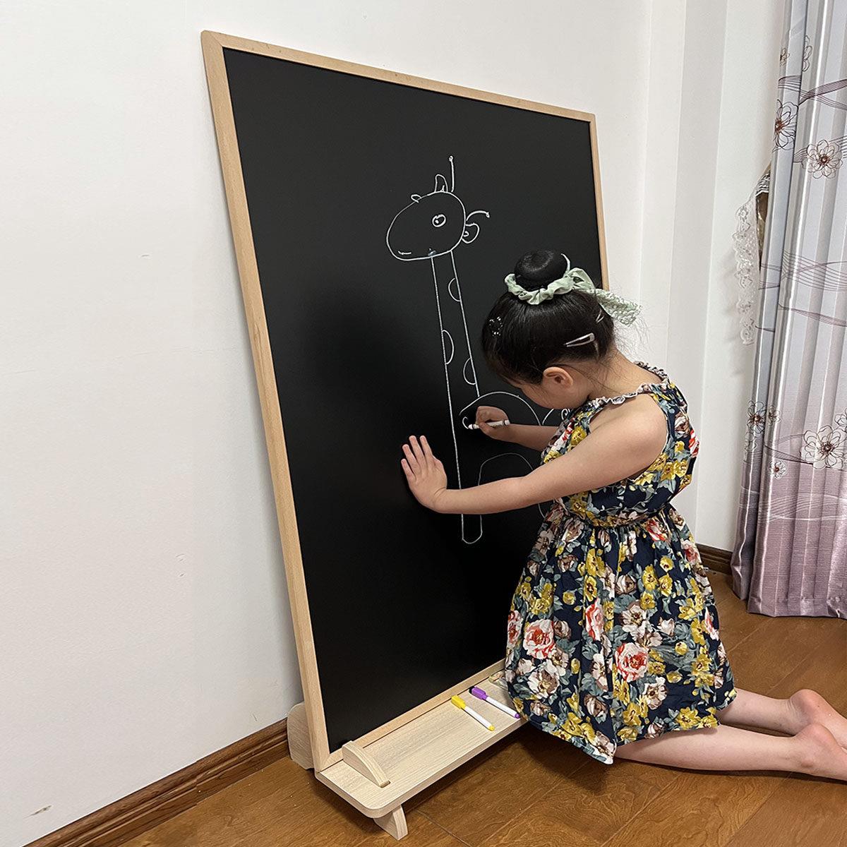 环保无尘画板白板立式榉木实木框小黑板教学家用宝宝涂鸦板落地支