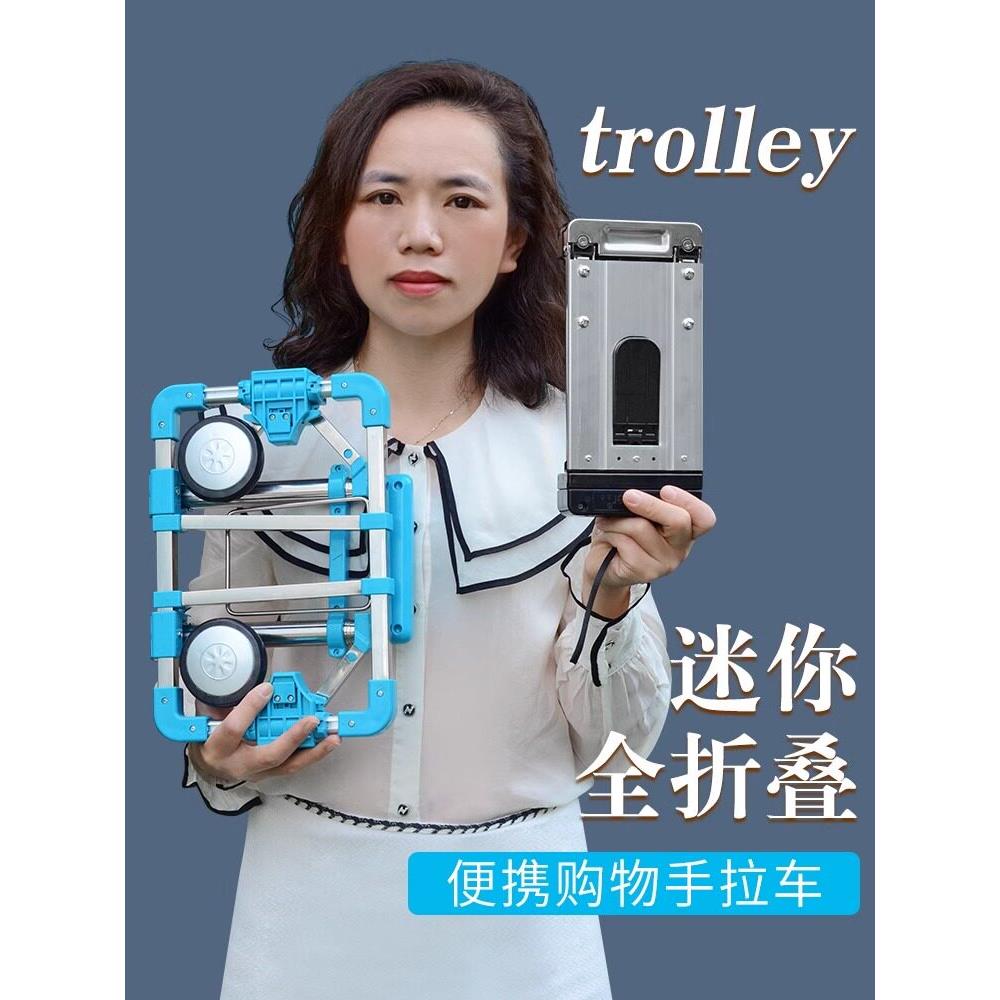 可折叠便携手拉车购物买菜迷你小拉车超小家用拉货拖车行李拉杆车