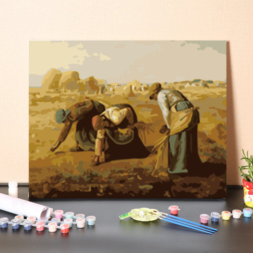 数字油画diy填充世界名画米勒拾穗者手工填色风景装饰画油彩画画