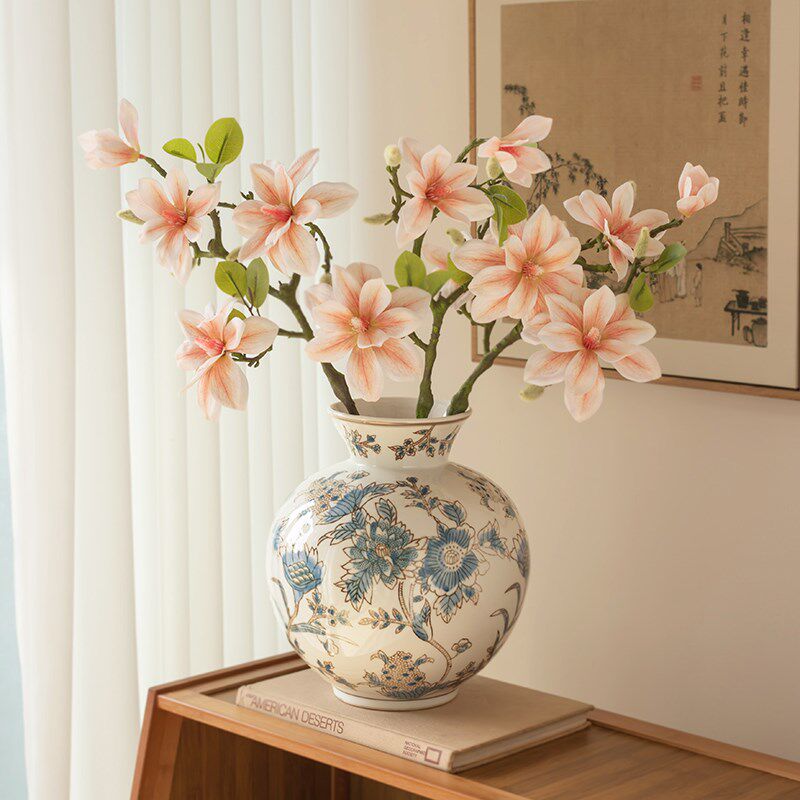 陶瓷花瓶高级感宋代美学青花瓷手绘装饰品客厅仿真花插花古典摆件,鲜花速递/花卉仿真/绿植园艺,花瓶,淘宝优惠券,粉丝福利购,淘宝优惠卷