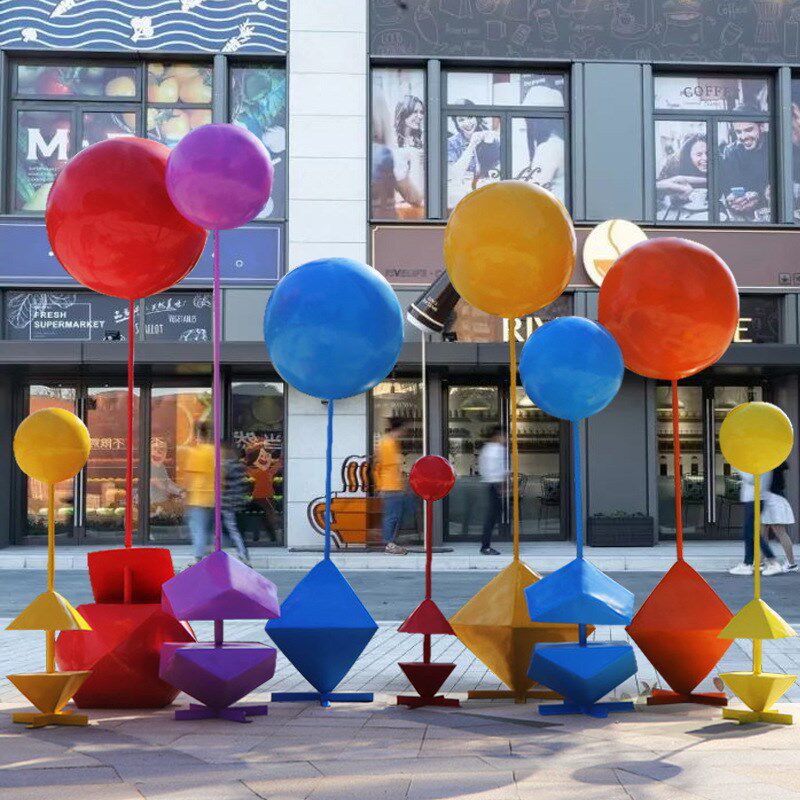玻璃钢彷真气球雕塑商场美陈大型商业街广场节日婚庆道具装饰直销