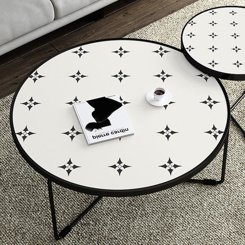 奶油小圆桌双圆桌布茶几垫圆形硅胶桌垫高级感防烫免洗皮革咖啡厅