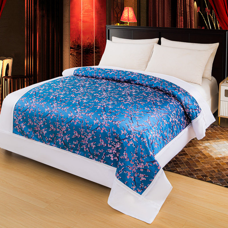 馨朵芙杭州丝绸梅花单被套软缎七彩织锦缎绸缎刺绣软缎子婚庆被罩