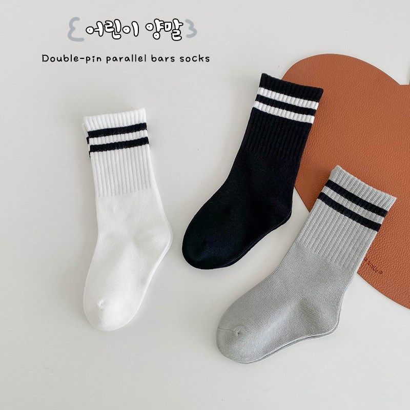 儿童袜子学院风中筒袜春秋纯棉女童白色双杠学生袜男童秋季无骨袜,童装/婴儿装/亲子装,儿童袜子(0-16岁),淘宝优惠券,粉丝福利购,淘宝优惠卷
