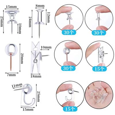 5种款式组合 创意透明可爱图钉夹子软木板地图钉大头钉工字钉固定