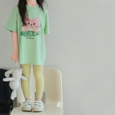 utouto大耳象女童撞色打底裤2024夏季新款女宝宝弹力裤子多色可选