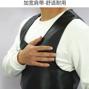 背心式防水防油皮革围裙马甲劳保工作服屠宰耐油男女耐脏围腰加大
