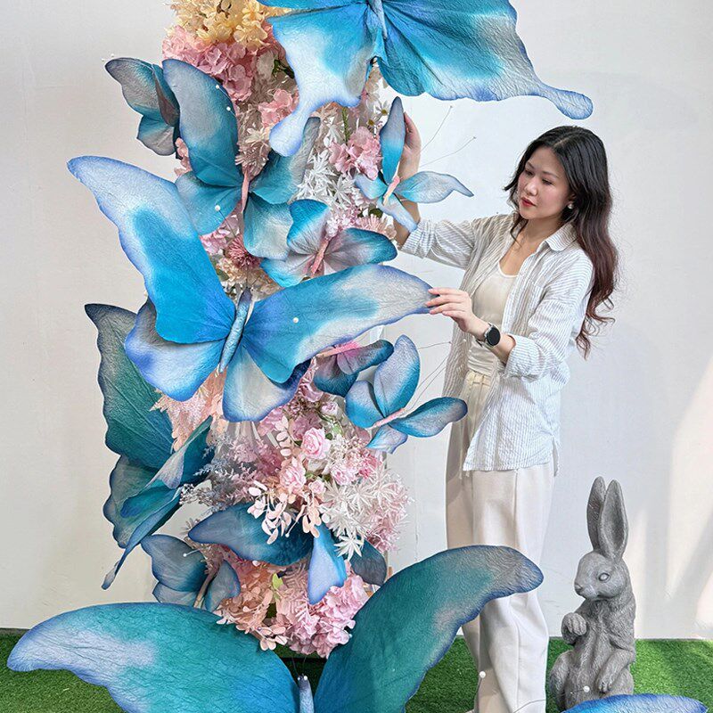 蝴蝶纸花巨大型纸艺花美陈装置布置结婚商场婚庆道具装饰摆件仿真
