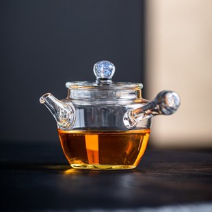 茶锦记玻璃茶壶泡茶家用茶具煮茶壶养生侧把小茶壶一人用单壶蒸煮