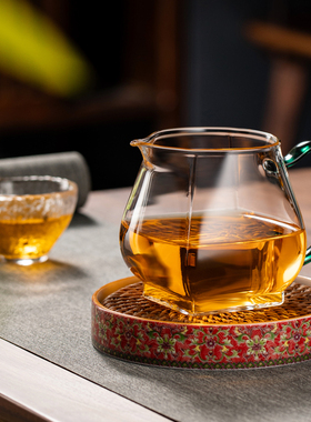 公道杯玻璃加厚耐热分茶器高档过滤泡茶具茶杯茶海公杯茶漏400ml