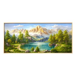 山水油画客厅装饰画欧式美式挂画风景聚宝盆日照金山壁画大芬村