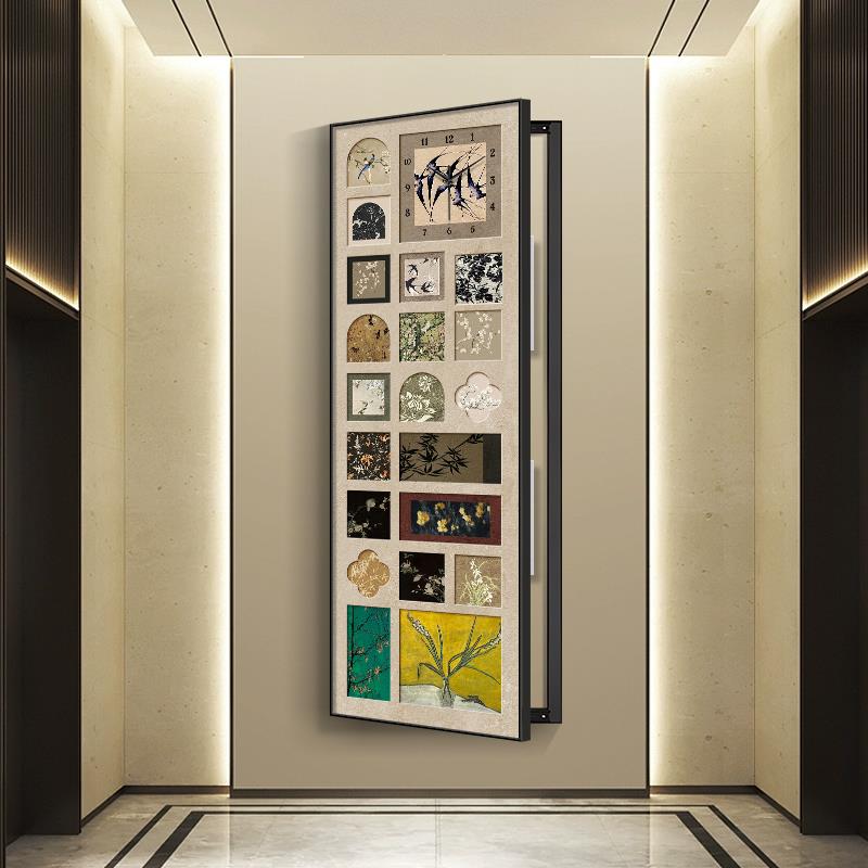 挂画时钟电表箱中带尺寸遮挡闸盒竖版装饰画大配电箱法式古风弱电图片