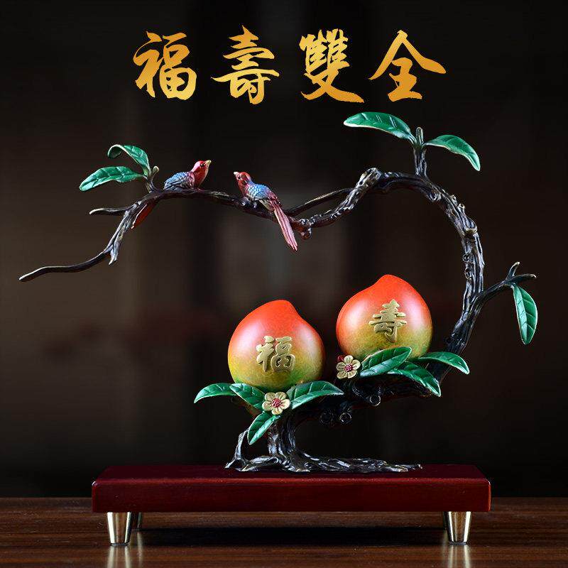 纯铜寿桃摆件大号老人生日礼物送长辈60六十八十大寿贺寿祝寿礼品