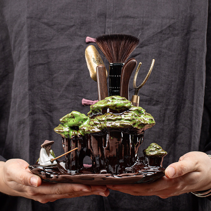 倒流香炉陶瓷茶具配件六君子套装茶道零配实木泡茶工具茶勺茶夹