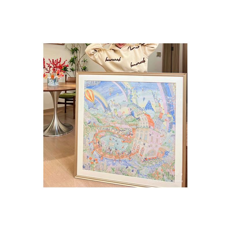丝巾裱框diy磁吸无损装裱丝巾挂画轻奢画框定制相框90*90围巾裱画