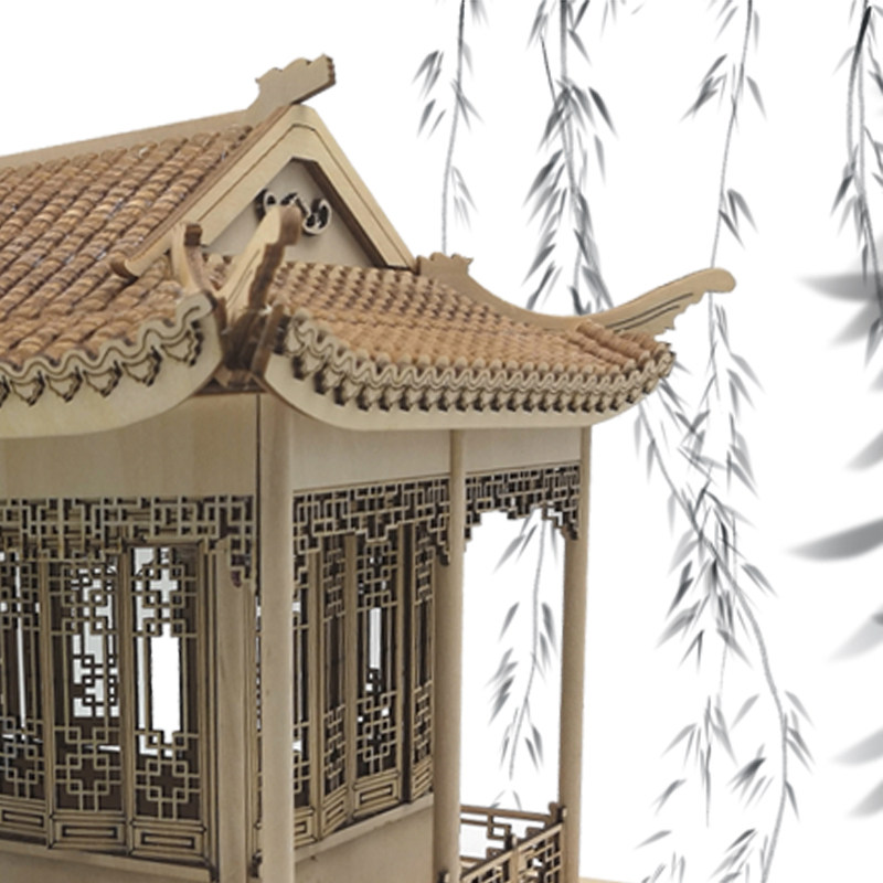 建筑沙盘手工制作木板古建筑模型中式diy小房子微缩园林景观材料