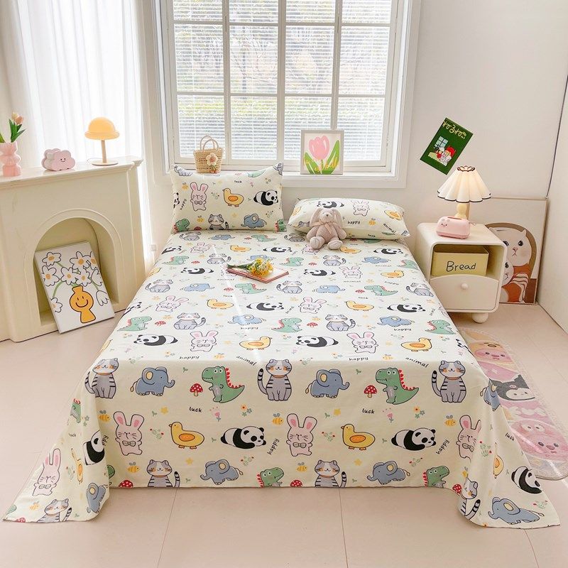 卡通可爱儿童原棉老粗布床单单件加厚透气学生宿舍被单三件套炕单,床上用品,床单,淘宝优惠券,粉丝福利购,淘宝优惠卷