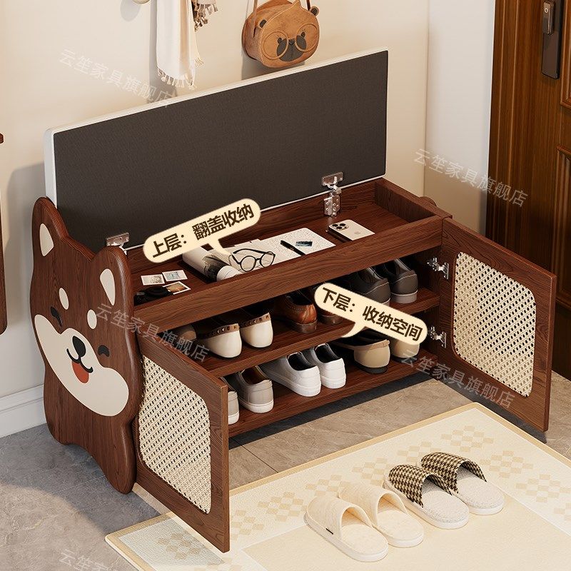 实木小狗换鞋凳换鞋凳家用门口入户玄关鞋柜一体可坐可收纳穿鞋凳,住宅家具,换鞋凳,淘宝优惠券,粉丝福利购,淘宝优惠卷