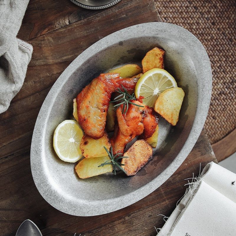 复古不锈钢餐盘高颜值盘子咖喱盘深盘水果沙拉盘户外露营餐具美式,餐饮具,盘,淘宝优惠券,粉丝福利购,淘宝优惠卷