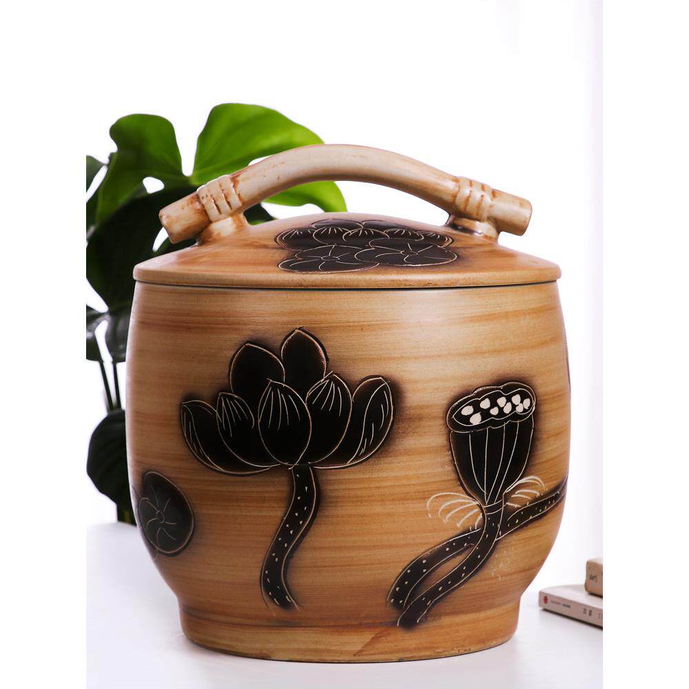 景德镇陶瓷米缸10kg20斤防潮防虫家用米坛厨房带盖储物面粉罐米桶