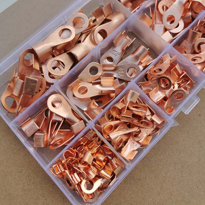 185PC汽车开口端铜压接端子接头铁锹电线 铜鼻子 紫铜端子