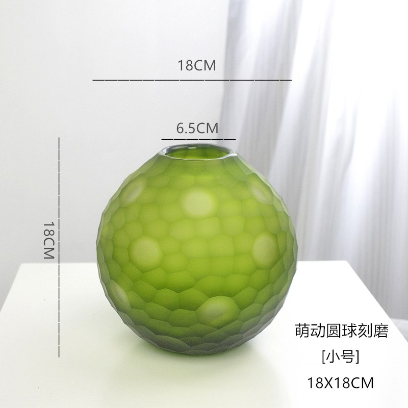 清仓特价外贸高档绿色手工玻璃花瓶琉璃摆件家居玄关欧式装饰摆设