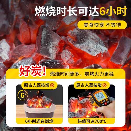 果木炭烧烤碳无烟家用碳烤炉专用纯木炭围炉煮茶正宗荔枝原木炭块
