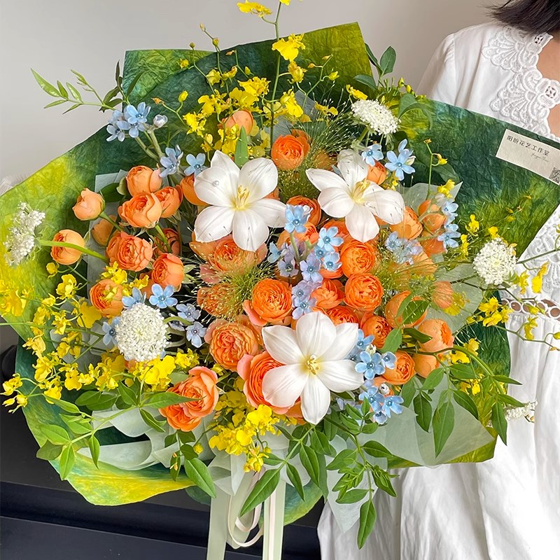 春日多巴胺混搭玫瑰花束鲜花速递同城全国广州杭州深圳生日送花店