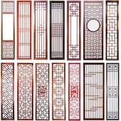 木雕实木格栅镂空装 饰隔断花格中式 雕花板玄关屏风背景墙圆形纱画