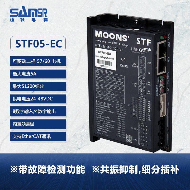 MOONS鸣志STF系列STF03-EC/STF05-EC/C/D/F总线控制型电机驱动器
