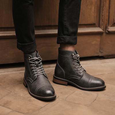 外贸出口尾单马丁靴男系带中帮英伦风男款靴子断码尾货清仓冬伍顿