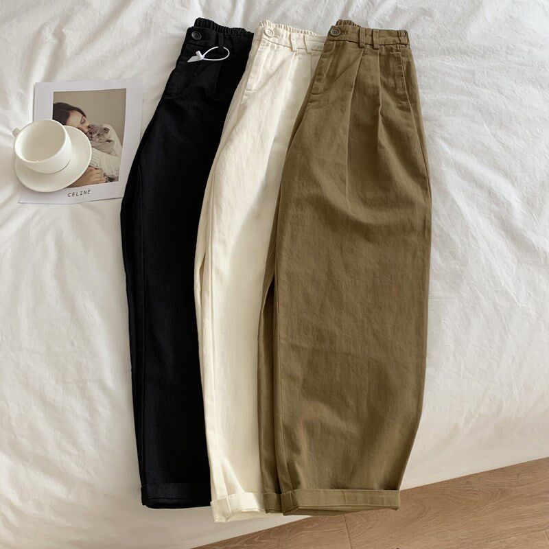 145xs小个子八分直筒工装裤长裤女春秋款高腰宽松阔腿九分休闲裤