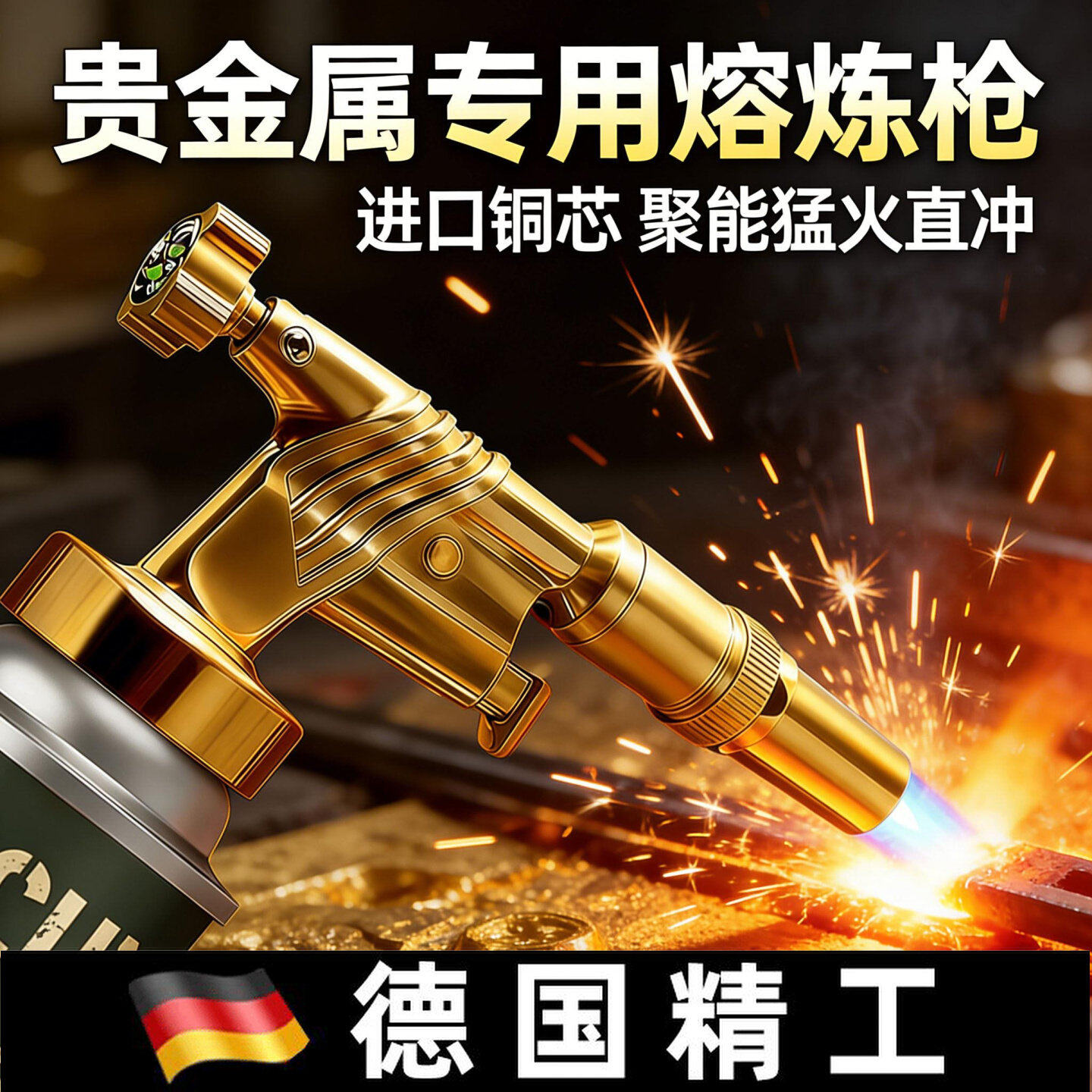 德国【进口铜芯】喷火枪高温烧黄金熔金喷枪贵金属首饰熔炼焊接验
