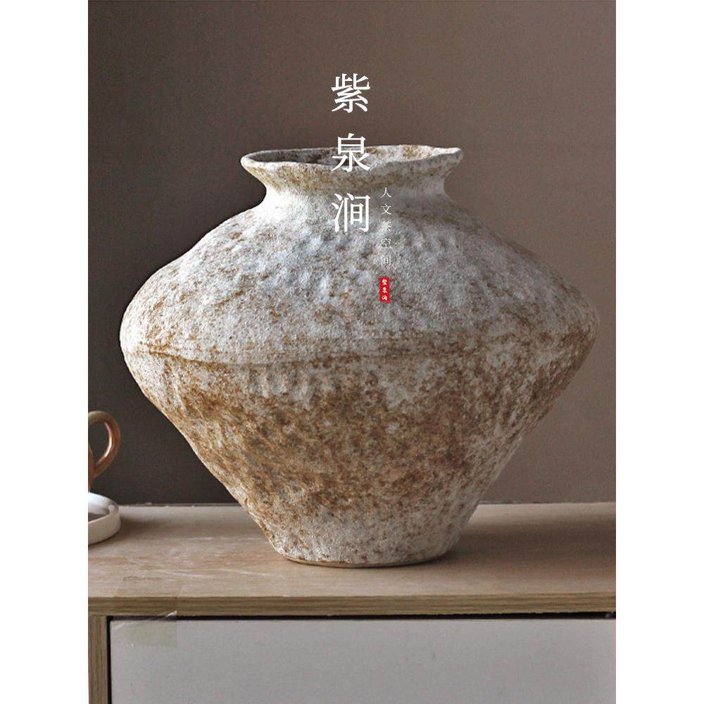 乔乔是l。Pd。紫色的春天。覆古花瓶Wabi-Sabi风格粗陶瓷罐新中国