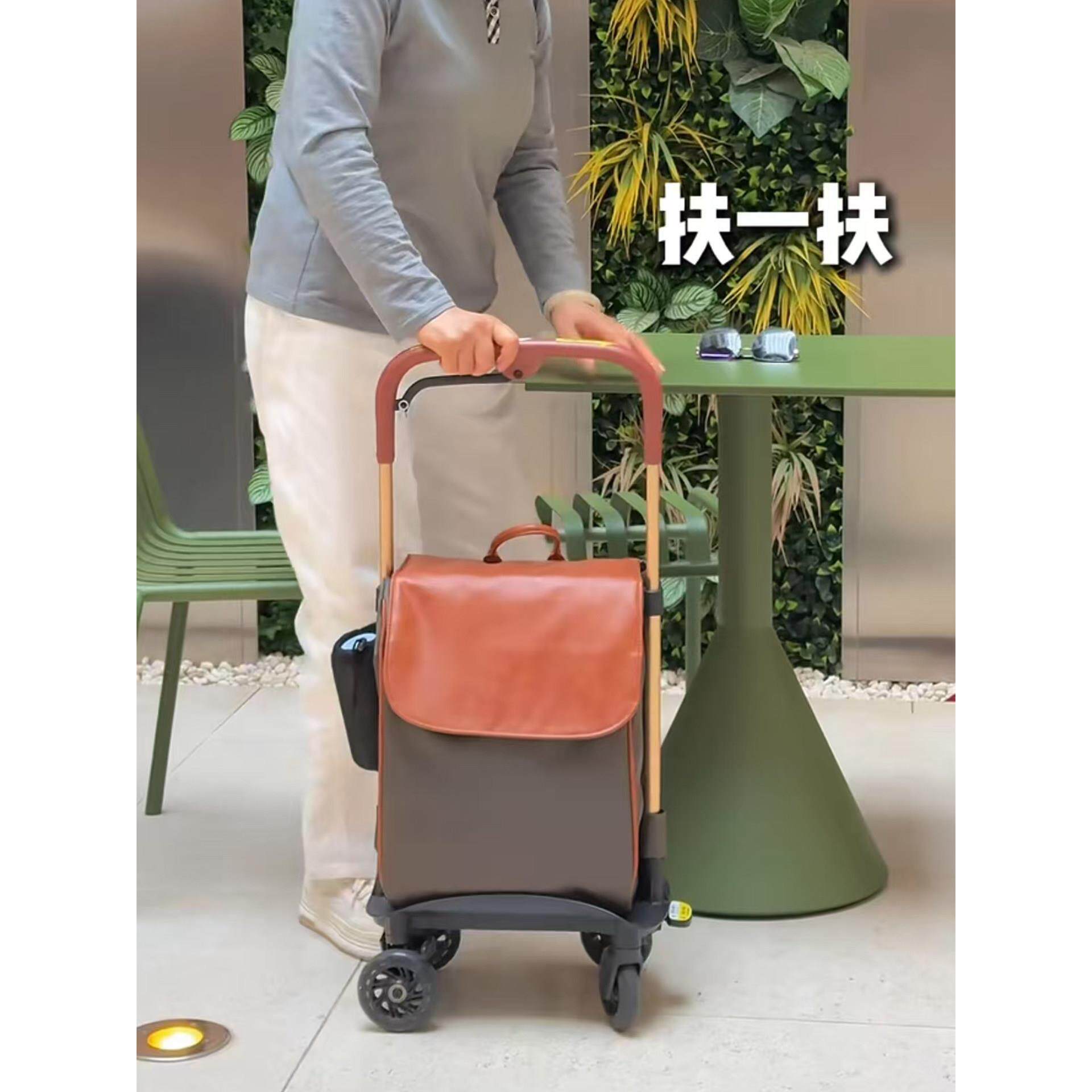 步丁老人购物买菜手推车新款轻便携行李扶手拉杆箱家用助行小推车