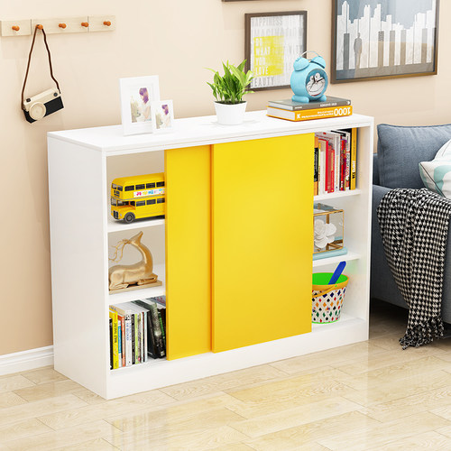 阳台柜定制储物柜简约收纳柜移门飘窗矮柜地柜防晒推拉门柜子定做