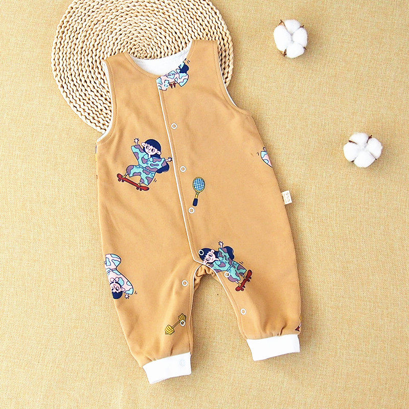 婴儿背带裤春秋薄款外穿宝宝纯棉连体开裆裤男女儿童春装双层裤子