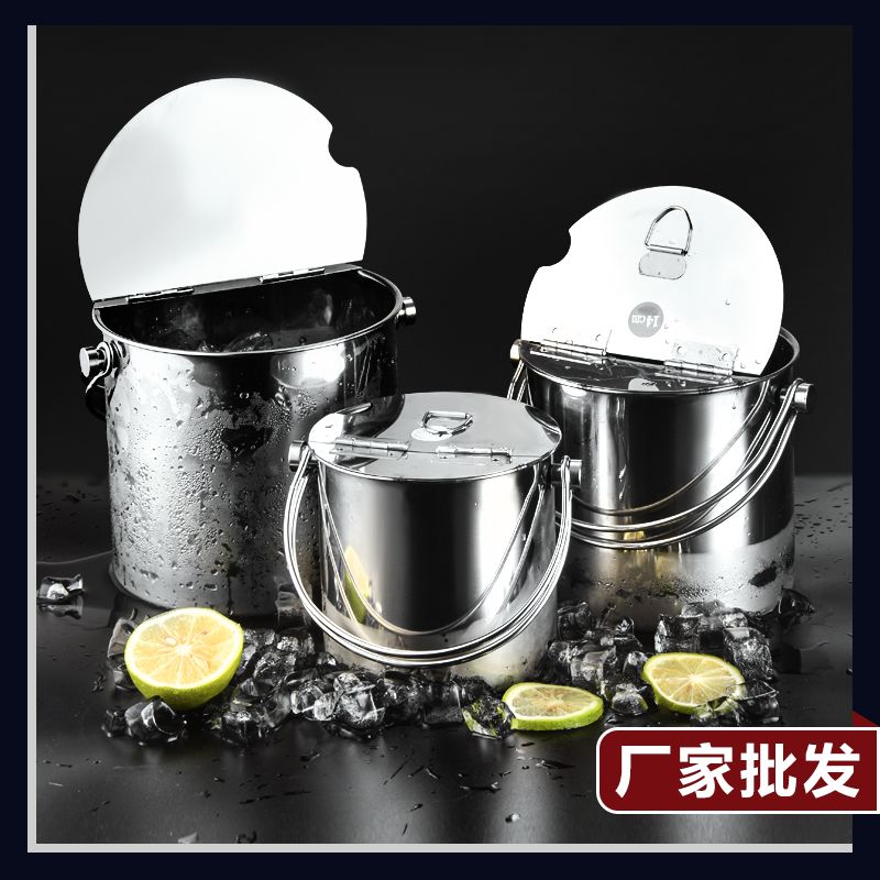 加厚不锈钢翻盖式糖水桶手
