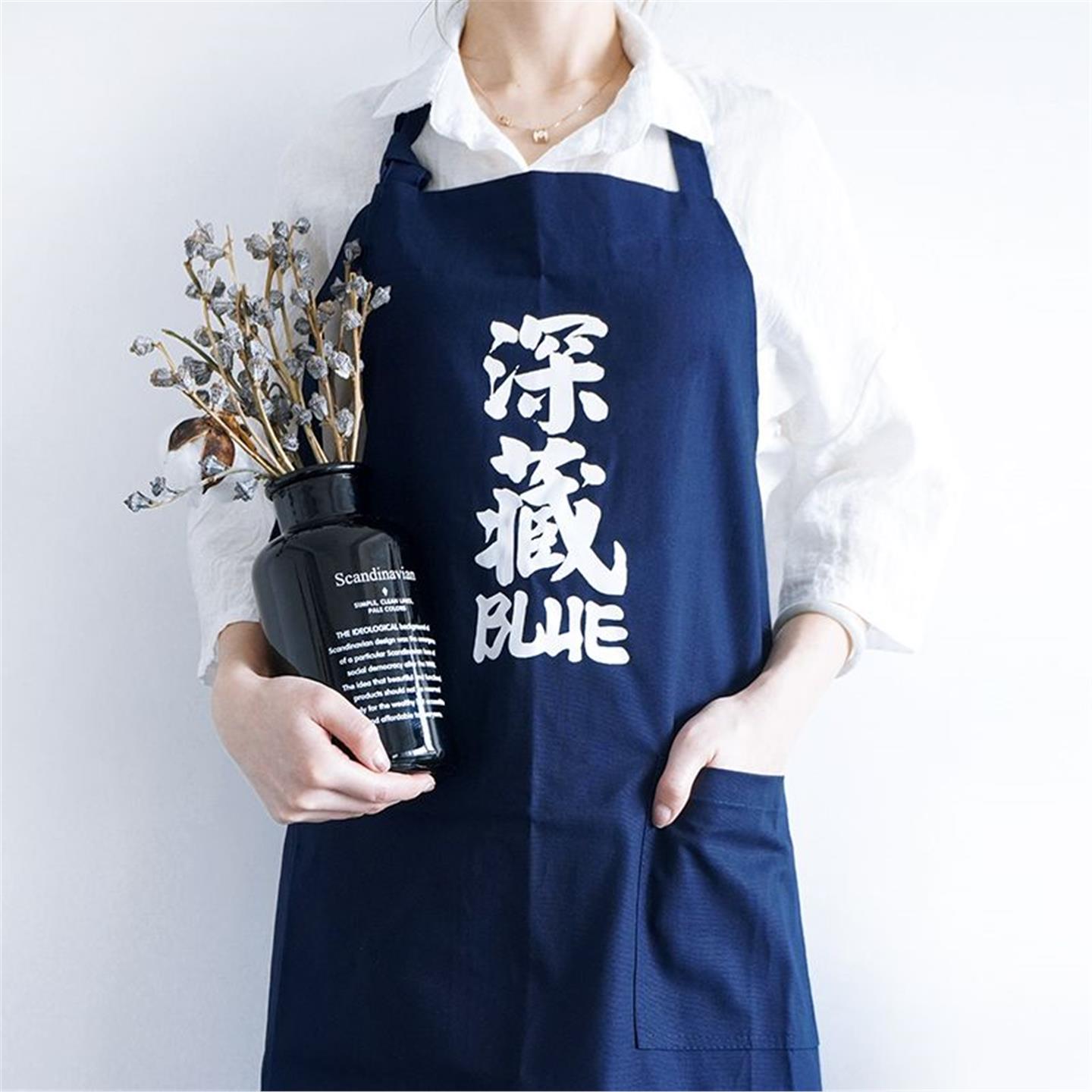 日式工作透气纯围裙大码家