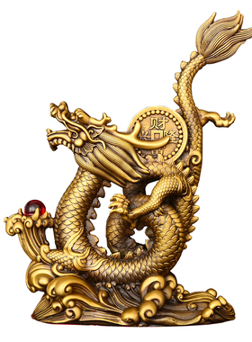 纯铜龙摆件飞龙在天盘龙柱五爪青龙戏珠龙形桌面装饰动物玄关礼品
